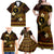 FSM Chuuk State Family Matching Off Shoulder Maxi Dress and Hawaiian Shirt Tribal Pattern Gold Version LT01 - Polynesian Pride