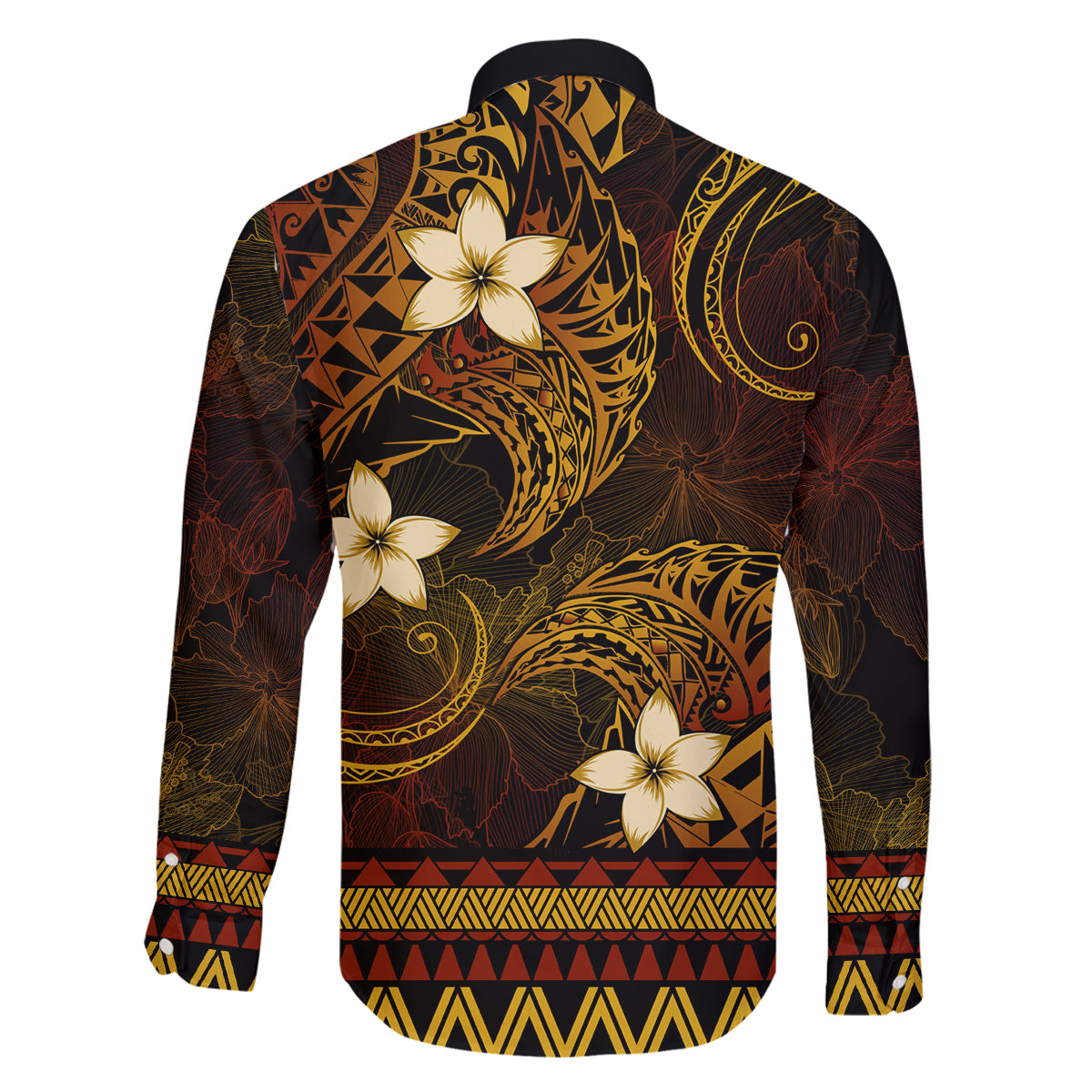 FSM Chuuk State Family Matching Off Shoulder Maxi Dress and Hawaiian Shirt Tribal Pattern Gold Version LT01 - Polynesian Pride
