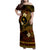 FSM Chuuk State Family Matching Off Shoulder Maxi Dress and Hawaiian Shirt Tribal Pattern Gold Version LT01 Mom's Dress Gold - Polynesian Pride