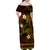 FSM Chuuk State Family Matching Off Shoulder Maxi Dress and Hawaiian Shirt Tribal Pattern Gold Version LT01 - Polynesian Pride