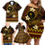 FSM Chuuk State Family Matching Off Shoulder Short Dress and Hawaiian Shirt Tribal Pattern Gold Version LT01 - Polynesian Pride