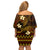 FSM Chuuk State Family Matching Off Shoulder Short Dress and Hawaiian Shirt Tribal Pattern Gold Version LT01 - Polynesian Pride