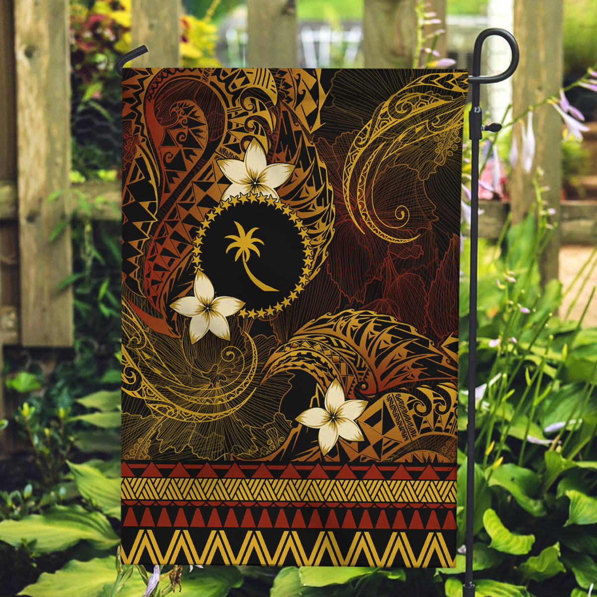 FSM Chuuk State Garden Flag Tribal Pattern Gold Version LT01 Garden Flag Gold - Polynesian Pride