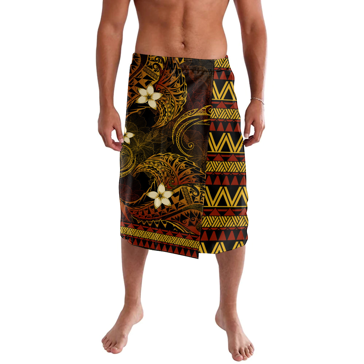 FSM Chuuk State Lavalava Tribal Pattern Gold Version LT01 Gold - Polynesian Pride
