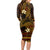 FSM Chuuk State Long Sleeve Bodycon Dress Tribal Pattern Gold Version LT01 - Polynesian Pride