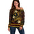 FSM Chuuk State Off Shoulder Sweater Tribal Pattern Gold Version LT01 Women Gold - Polynesian Pride