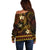 FSM Chuuk State Off Shoulder Sweater Tribal Pattern Gold Version LT01 - Polynesian Pride