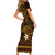 FSM Chuuk State Short Sleeve Bodycon Dress Tribal Pattern Gold Version LT01 - Polynesian Pride