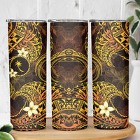 FSM Chuuk State Skinny Tumbler Tribal Pattern Gold Version
