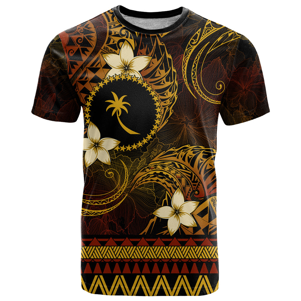 FSM Chuuk State T Shirt Tribal Pattern Gold Version LT01 Gold - Polynesian Pride