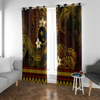 FSM Chuuk State Window Curtain Tribal Pattern Gold Version LT01 With Grommets Gold - Polynesian Pride