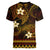 FSM Chuuk State Women V Neck T Shirt Tribal Pattern Gold Version LT01 - Polynesian Pride