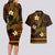 FSM Kosrae State Couples Matching Long Sleeve Bodycon Dress and Hawaiian Shirt Tribal Pattern Gold Version LT01 - Polynesian Pride