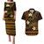 FSM Kosrae State Couples Matching Puletasi and Hawaiian Shirt Tribal Pattern Gold Version LT01 Gold - Polynesian Pride