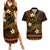 FSM Kosrae State Couples Matching Summer Maxi Dress and Hawaiian Shirt Tribal Pattern Gold Version LT01 Gold - Polynesian Pride