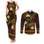 FSM Kosrae State Couples Matching Tank Maxi Dress and Long Sleeve Button Shirt Tribal Pattern Gold Version LT01 Gold - Polynesian Pride