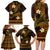 FSM Kosrae State Family Matching Long Sleeve Bodycon Dress and Hawaiian Shirt Tribal Pattern Gold Version LT01 - Polynesian Pride