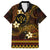 FSM Kosrae State Family Matching Off Shoulder Long Sleeve Dress and Hawaiian Shirt Tribal Pattern Gold Version LT01 Dad's Shirt - Short Sleeve Gold - Polynesian Pride