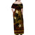 FSM Kosrae State Family Matching Off Shoulder Maxi Dress and Hawaiian Shirt Tribal Pattern Gold Version LT01 - Polynesian Pride