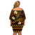 FSM Kosrae State Family Matching Off Shoulder Short Dress and Hawaiian Shirt Tribal Pattern Gold Version LT01 - Polynesian Pride
