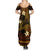 FSM Kosrae State Family Matching Summer Maxi Dress and Hawaiian Shirt Tribal Pattern Gold Version LT01 - Polynesian Pride