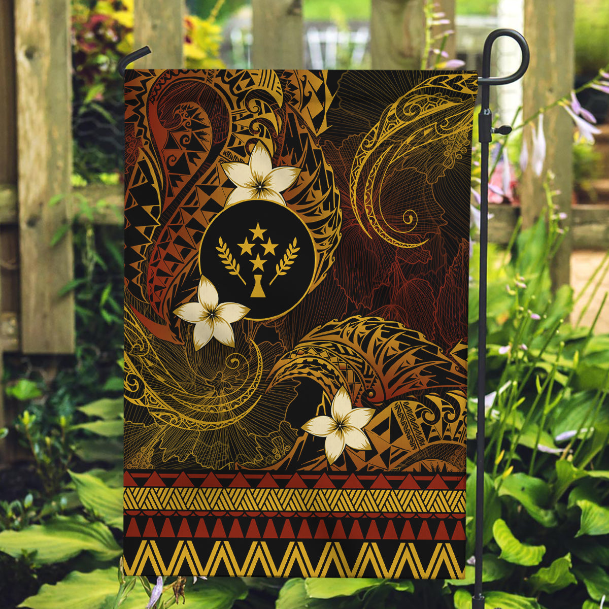 FSM Kosrae State Garden Flag Tribal Pattern Gold Version LT01 Garden Flag Gold - Polynesian Pride