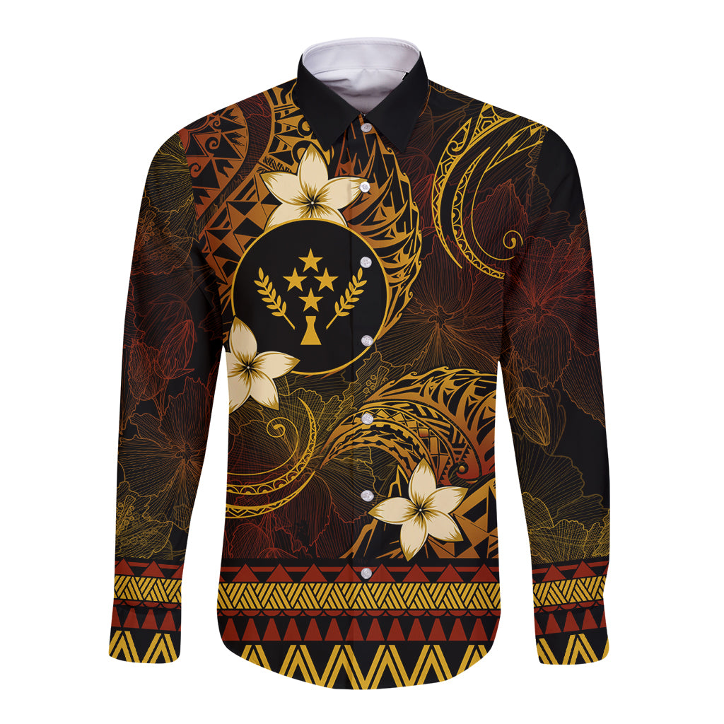 FSM Kosrae State Long Sleeve Button Shirt Tribal Pattern Gold Version LT01 Unisex Gold - Polynesian Pride