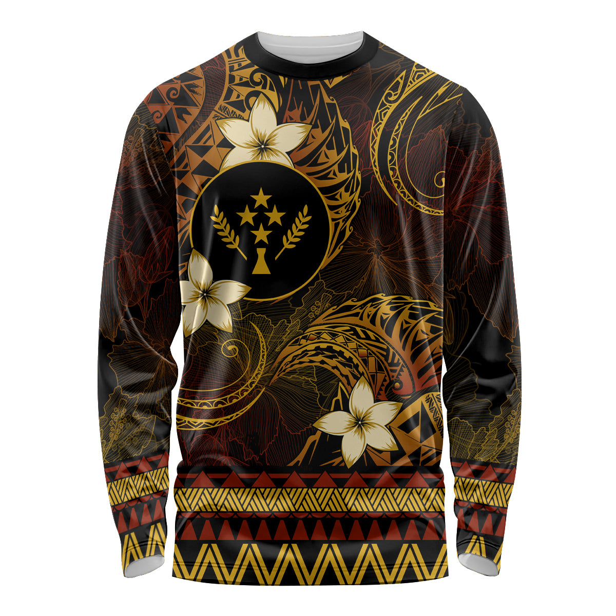 FSM Kosrae State Long Sleeve Shirt Tribal Pattern Gold Version LT01 Unisex Gold - Polynesian Pride