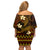 FSM Kosrae State Off Shoulder Short Dress Tribal Pattern Gold Version LT01 - Polynesian Pride