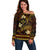FSM Kosrae State Off Shoulder Sweater Tribal Pattern Gold Version LT01 Women Gold - Polynesian Pride