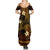 FSM Kosrae State Summer Maxi Dress Tribal Pattern Gold Version LT01 - Polynesian Pride