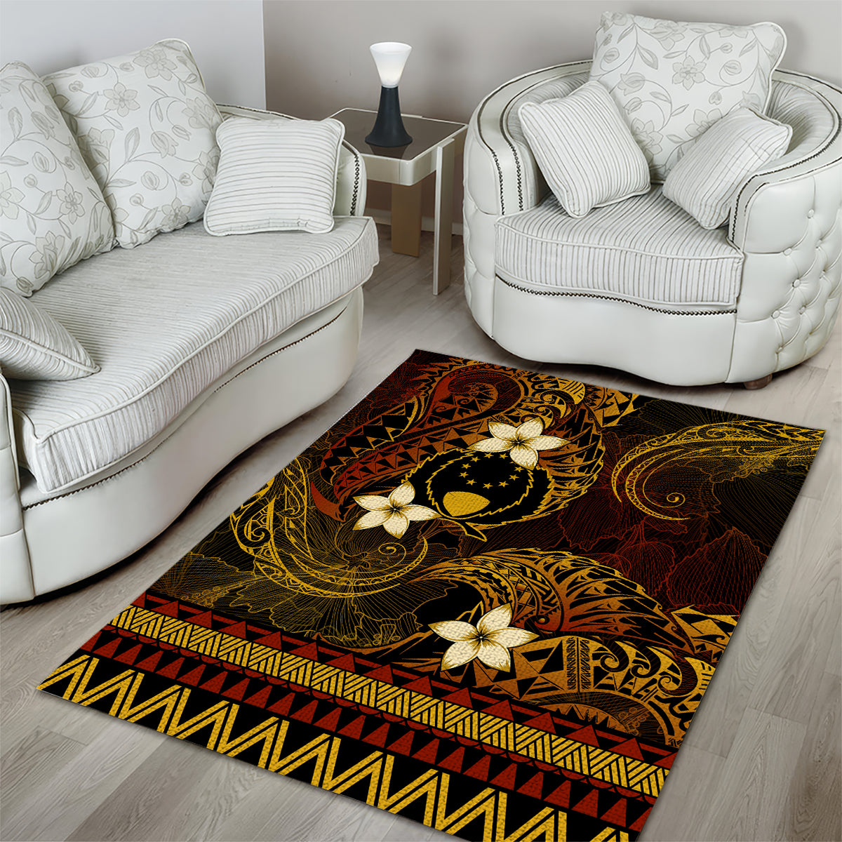 FSM Pohnpei State Area Rug Tribal Pattern Gold Version