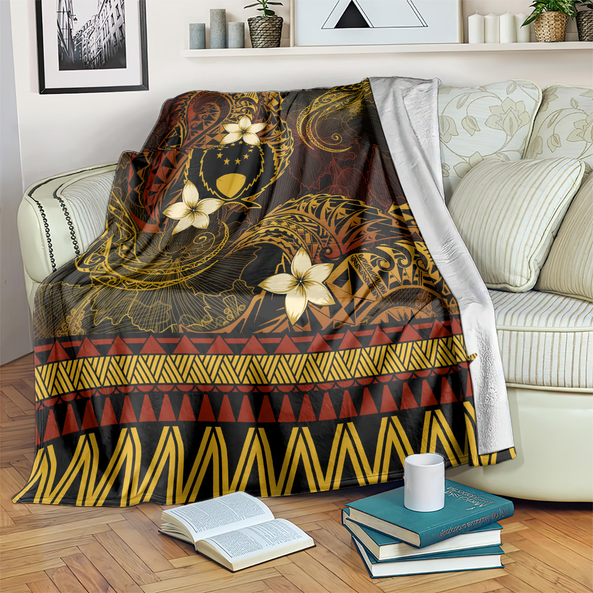 FSM Pohnpei State Blanket Tribal Pattern Gold Version LT01 Gold - Polynesian Pride