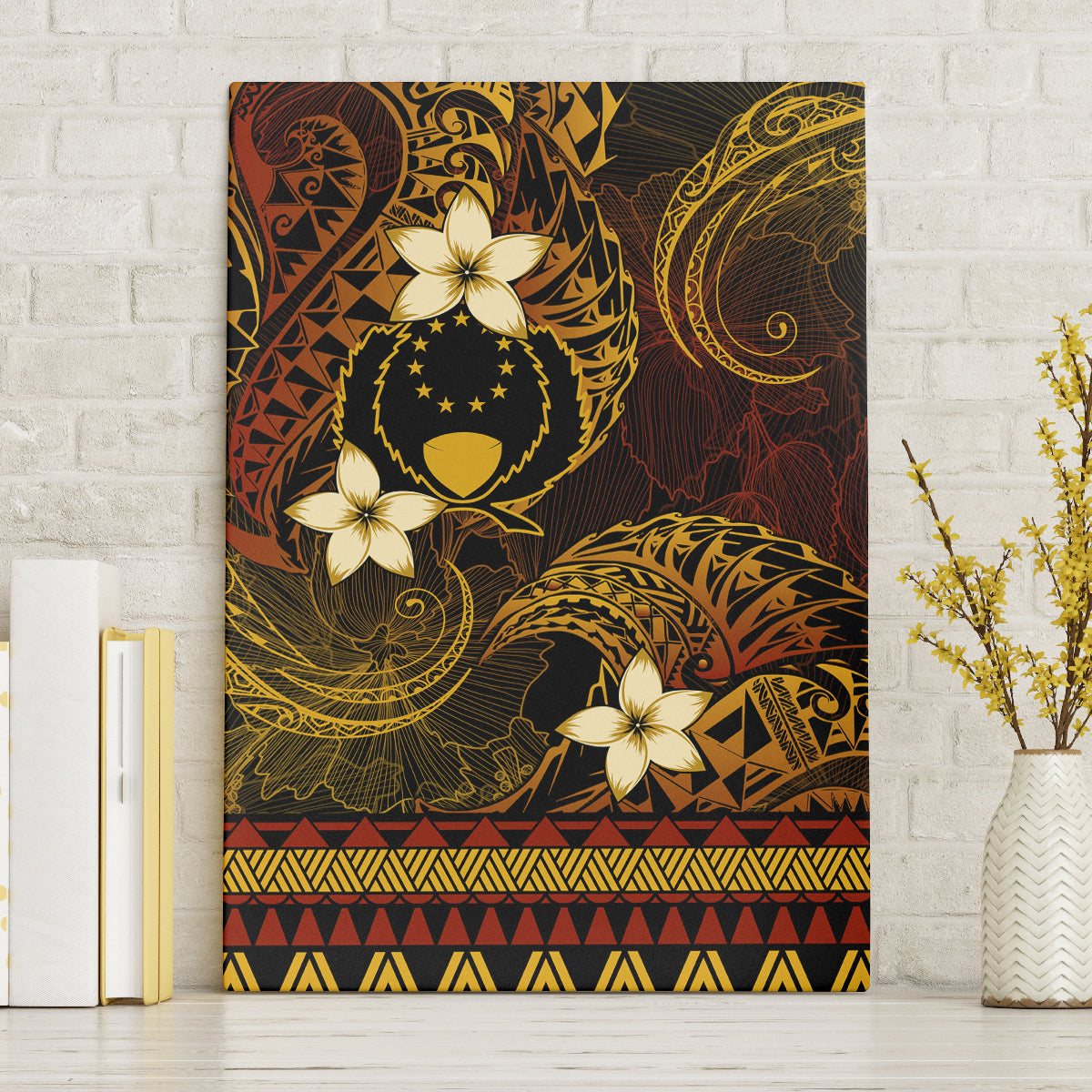 FSM Pohnpei State Canvas Wall Art Tribal Pattern Gold Version