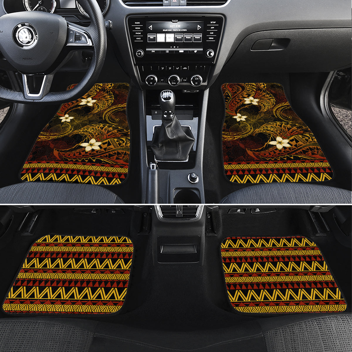 FSM Pohnpei State Car Mats Tribal Pattern Gold Version