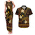 FSM Pohnpei State Couples Matching Tank Maxi Dress and Hawaiian Shirt Tribal Pattern Gold Version LT01 Gold - Polynesian Pride