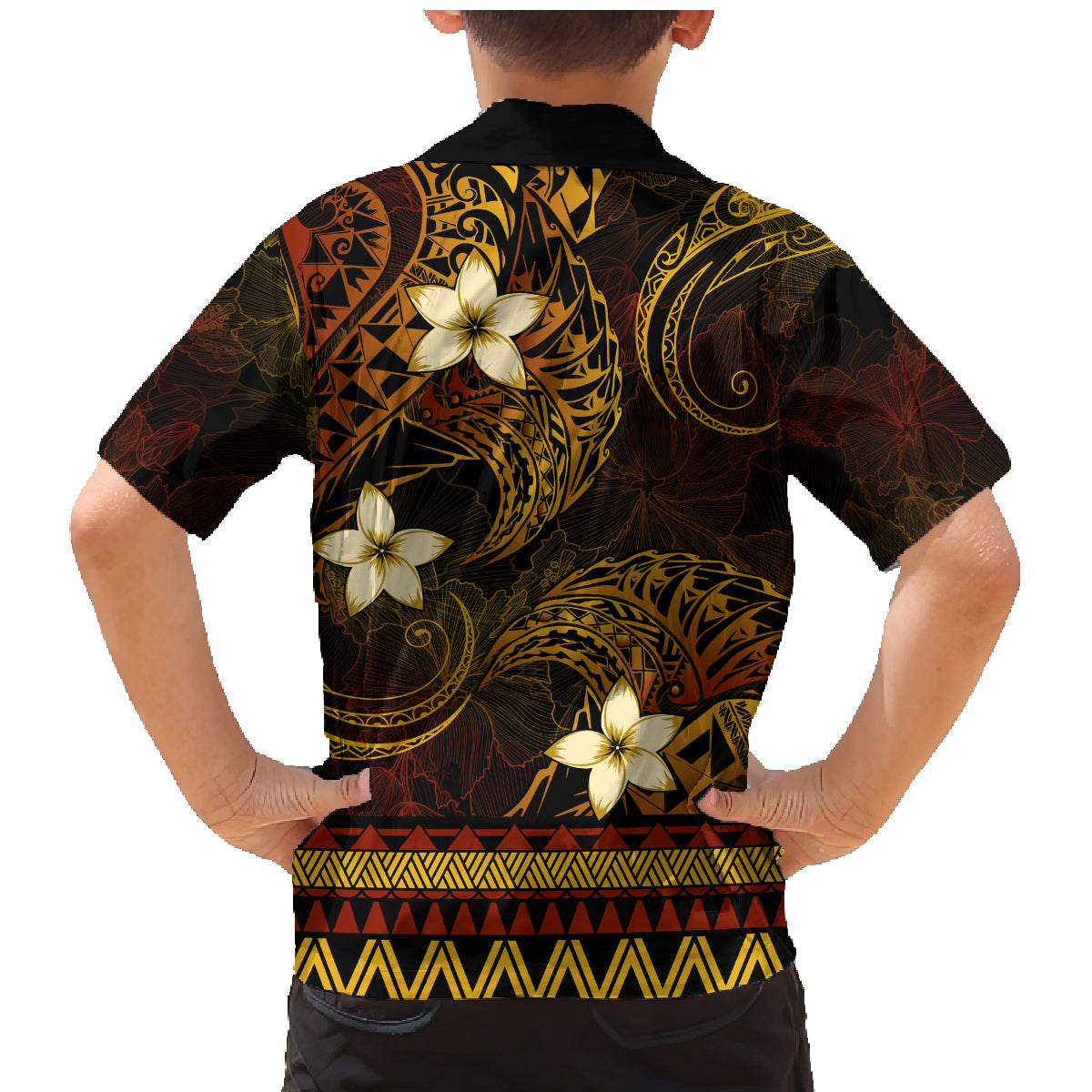 FSM Pohnpei State Family Matching Mermaid Dress and Hawaiian Shirt Tribal Pattern Gold Version LT01 - Polynesian Pride