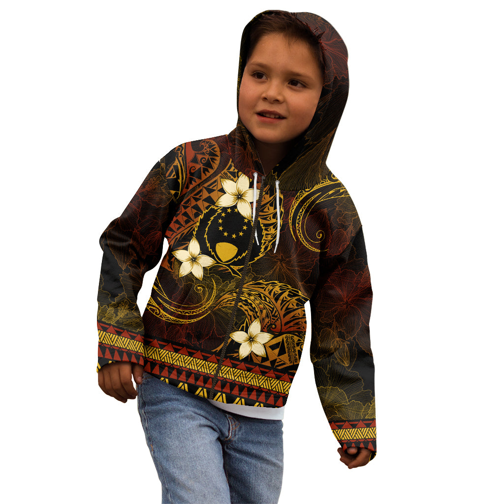 FSM Pohnpei State Kid Hoodie Tribal Pattern Gold Version LT01 - Polynesian Pride