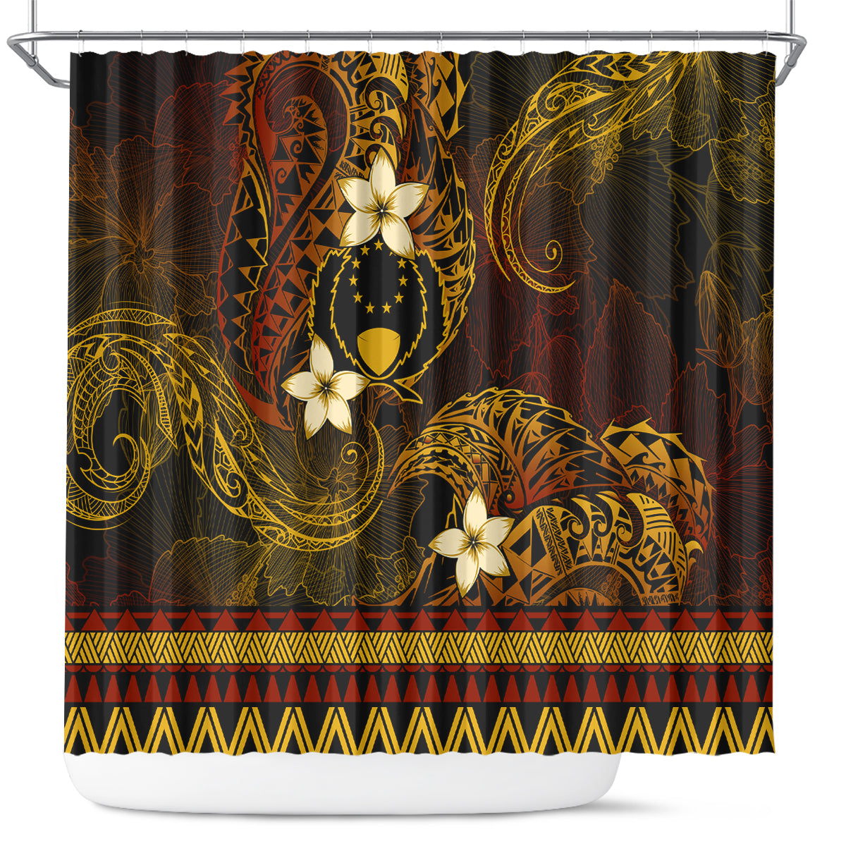 FSM Pohnpei State Shower Curtain Tribal Pattern Gold Version LT01 Gold - Polynesian Pride