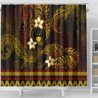 FSM Pohnpei State Shower Curtain Tribal Pattern Gold Version