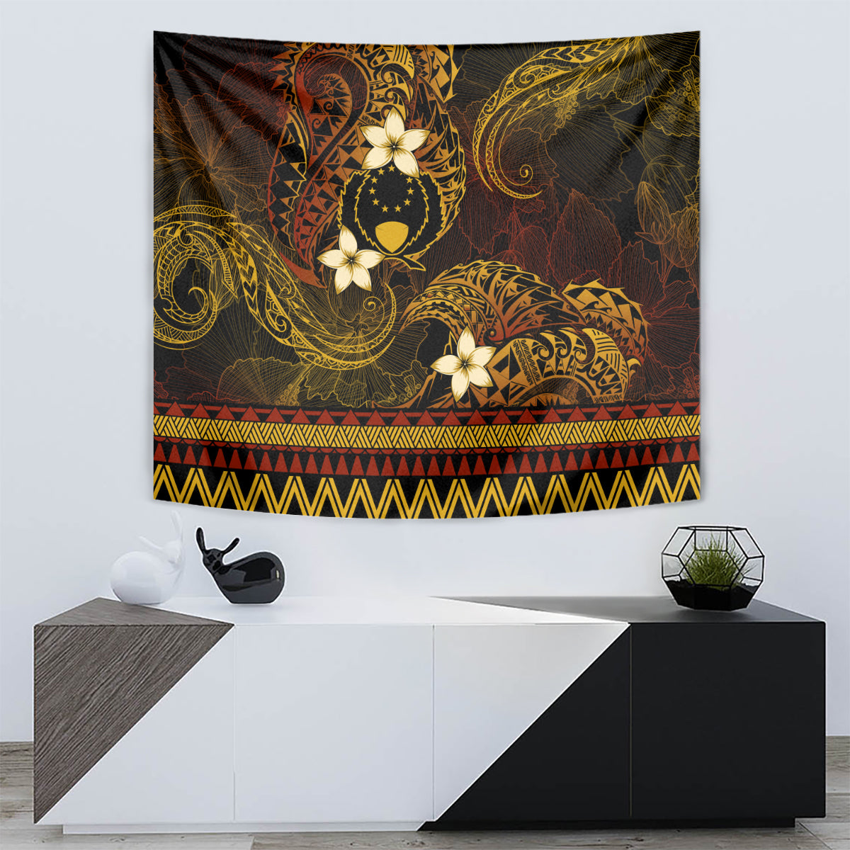 FSM Pohnpei State Tapestry Tribal Pattern Gold Version