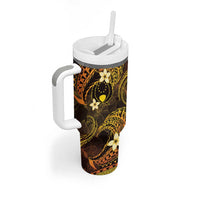 FSM Pohnpei State Tumbler With Handle Tribal Pattern Gold Version