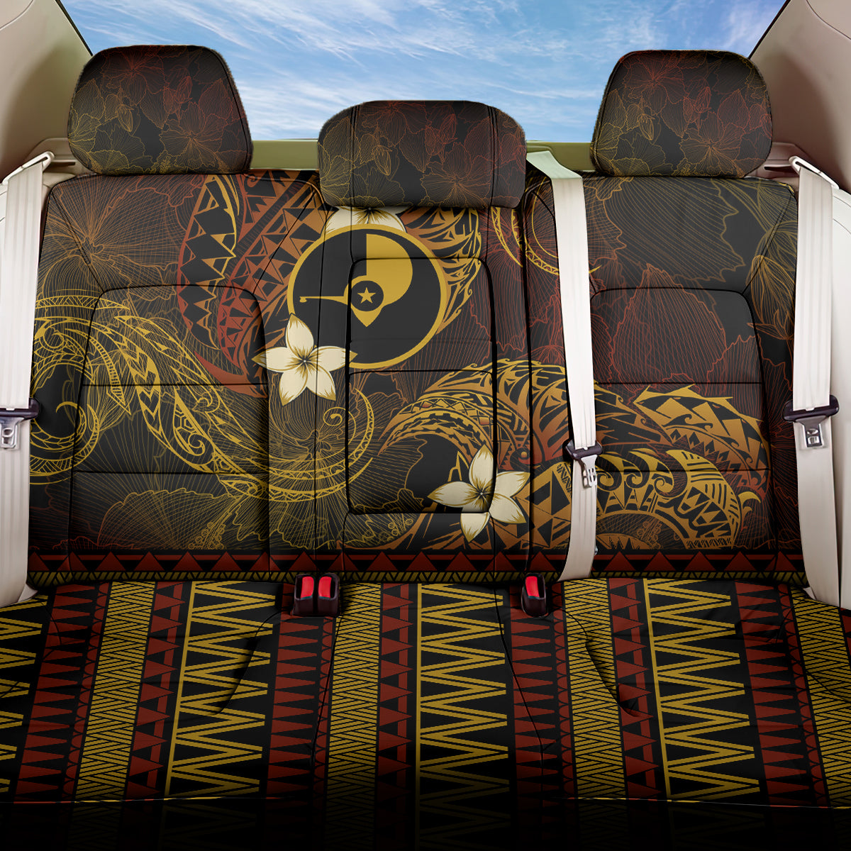FSM Yap State Back Car Seat Cover Tribal Pattern Gold Version