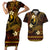 FSM Yap State Couples Matching Short Sleeve Bodycon Dress and Hawaiian Shirt Tribal Pattern Gold Version LT01 Gold - Polynesian Pride