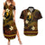 FSM Yap State Couples Matching Summer Maxi Dress and Hawaiian Shirt Tribal Pattern Gold Version LT01 Gold - Polynesian Pride