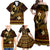 FSM Yap State Family Matching Off Shoulder Maxi Dress and Hawaiian Shirt Tribal Pattern Gold Version LT01 - Polynesian Pride