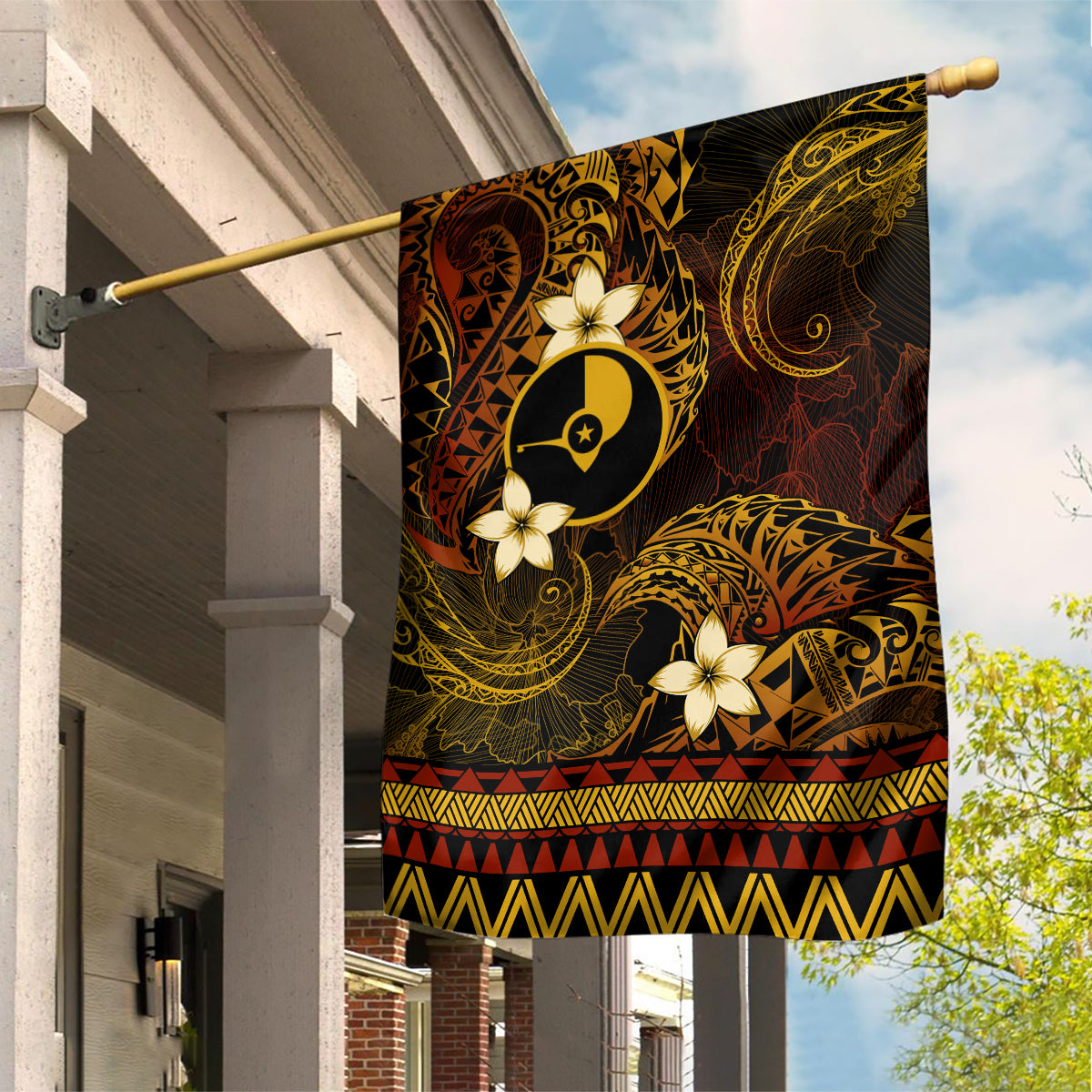 FSM Yap State Garden Flag Tribal Pattern Gold Version