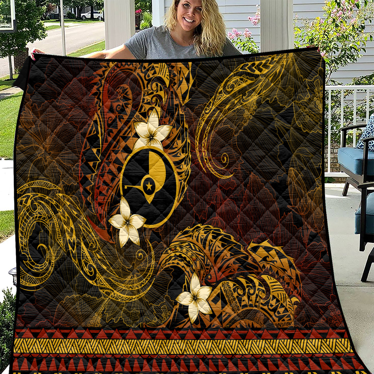 FSM Yap State Quilt Tribal Pattern Gold Version