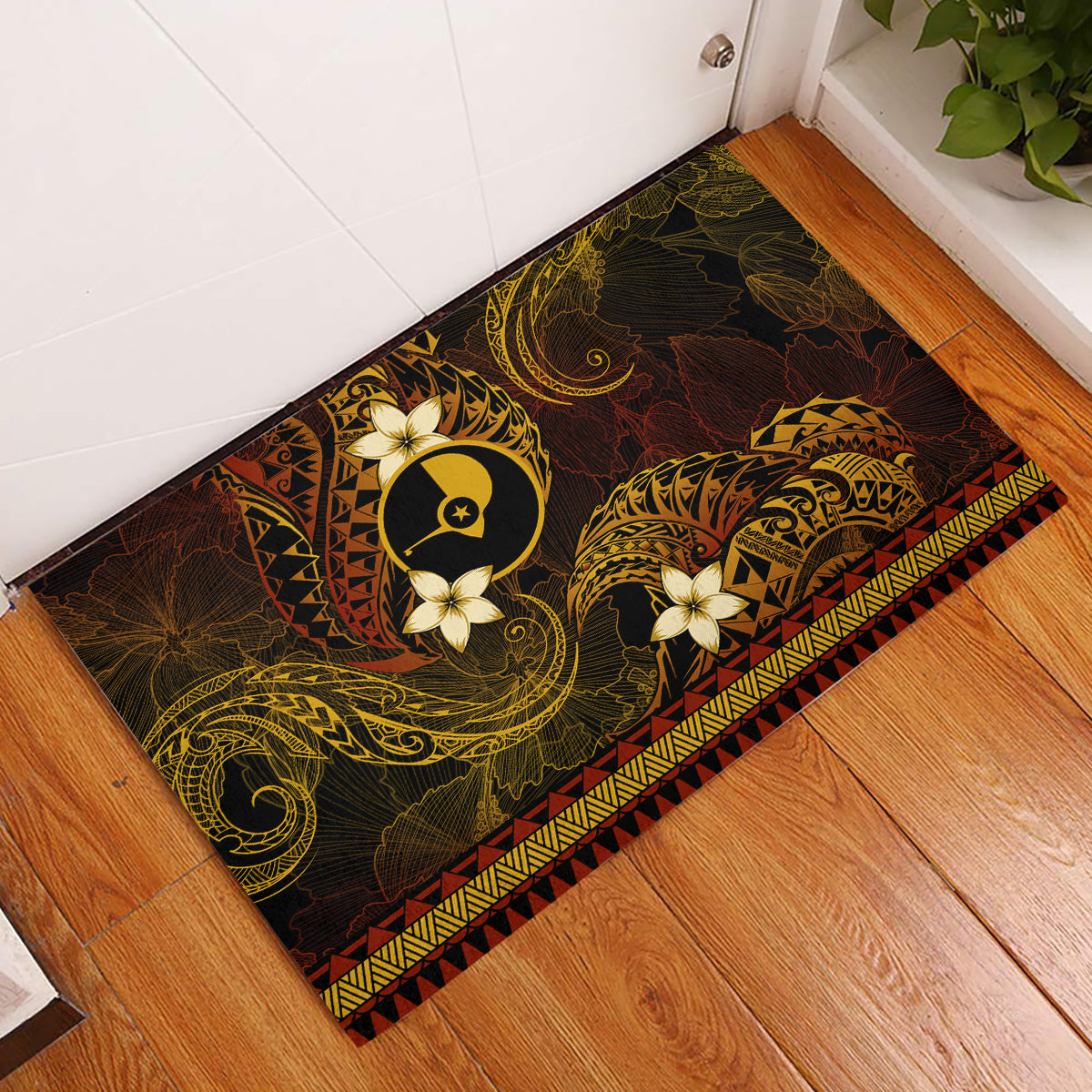 FSM Yap State Rubber Doormat Tribal Pattern Gold Version