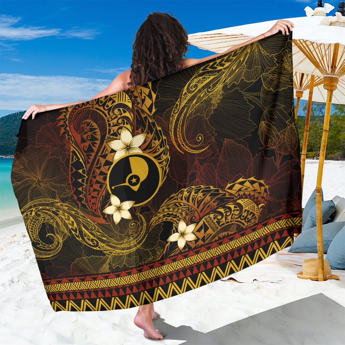 FSM Yap State Sarong Tribal Pattern Gold Version